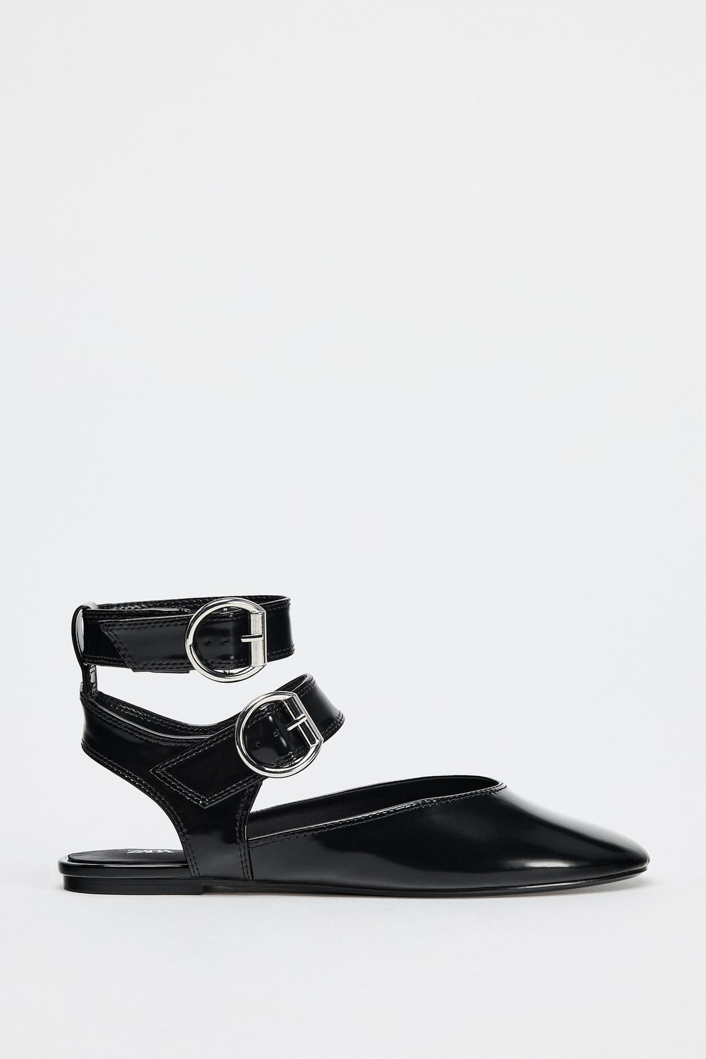 ZARA БАЛЕТКИ-МЮЛИ С ДВУМЯ ПРЯЖКАМИ, ЧЕРНЫЙ