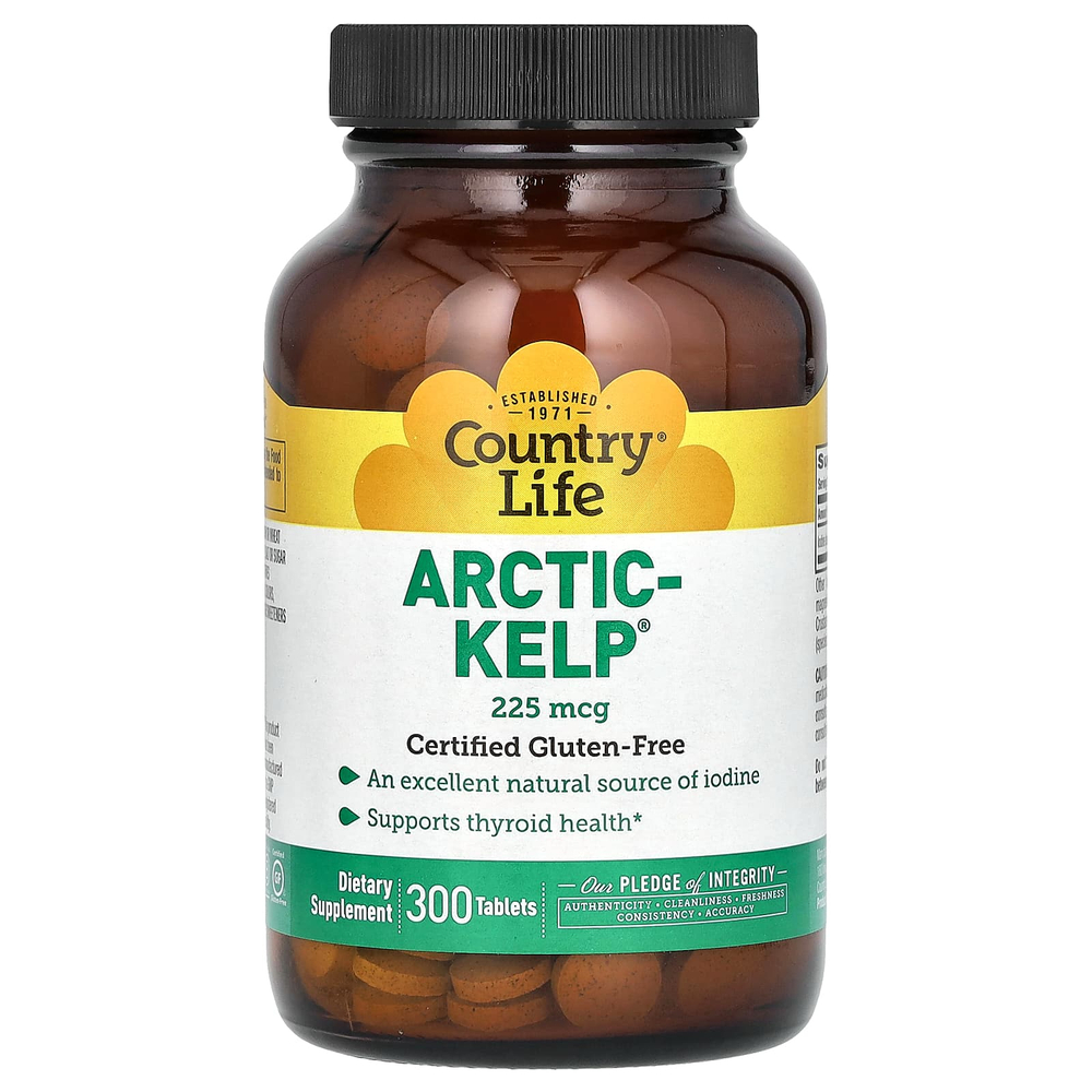 Country Life, Arctic-Kelp, арктические бурые водоросли, 225 мкг, 300 таблеток