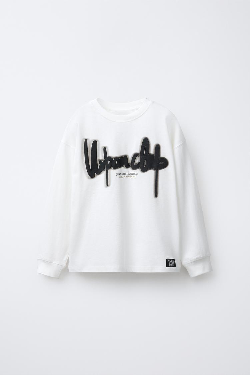 ZARA ЛОНГСЛИВ С РЕЛЬЕФНЫМ ТЕКСТОМ, ЖЕЛТОВАТО-БЕЛЫЙ