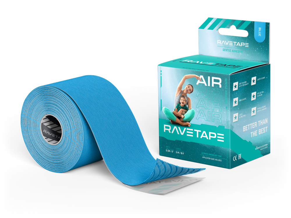 Кинезиотейп RaveTape AIR 5×5 — Голубой (BLUE)