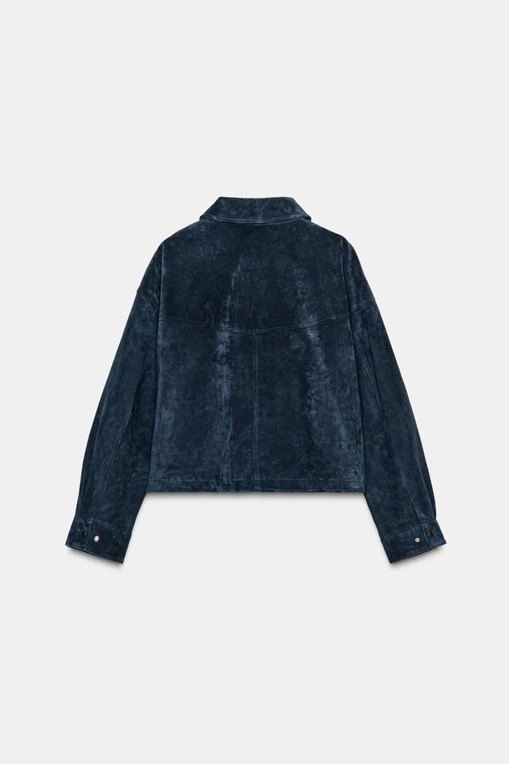 ZARA КУРТКА-БОМБЕР ИЗ 100% КОЖИ, ТЕМНО-СИНИЙ