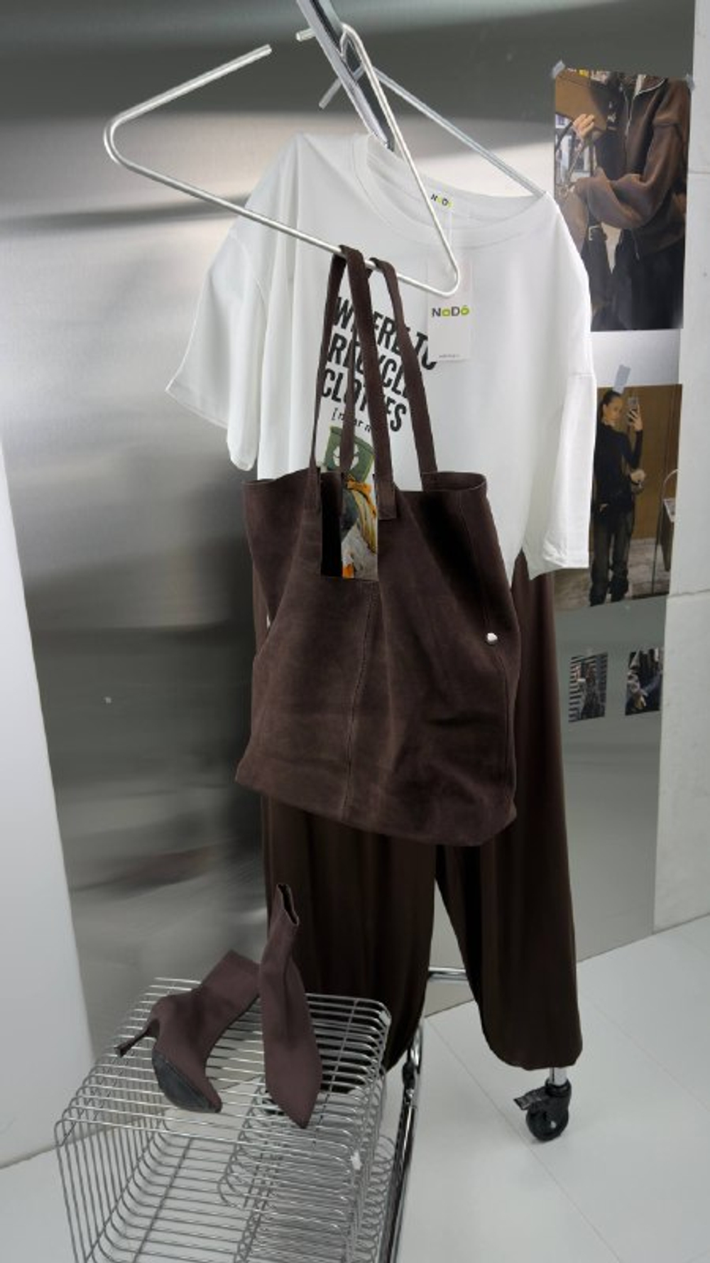 Сумка-мешок женская натуральная замша артикул 610-52 цвет "шоколад"