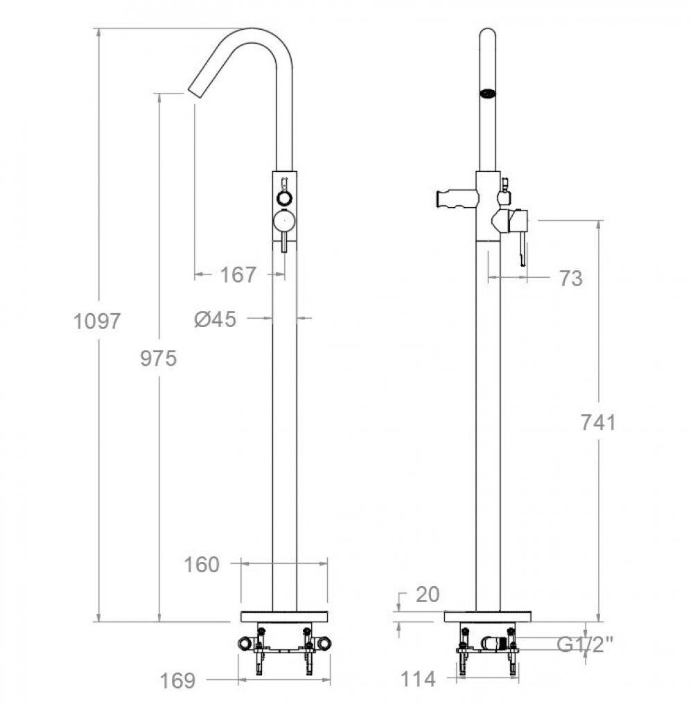 Напольный смеситель для ванны ODISEA 398503SOC золото