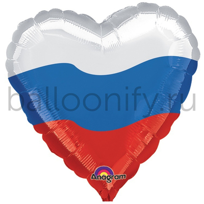 Фольгированная фигура, сердце, Триколор Сердце S40,18"/46СМ