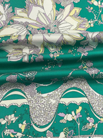 Шелк твил Emilio Pucci бирюзовый с дизайнерским принтом (КУПОНЫ)