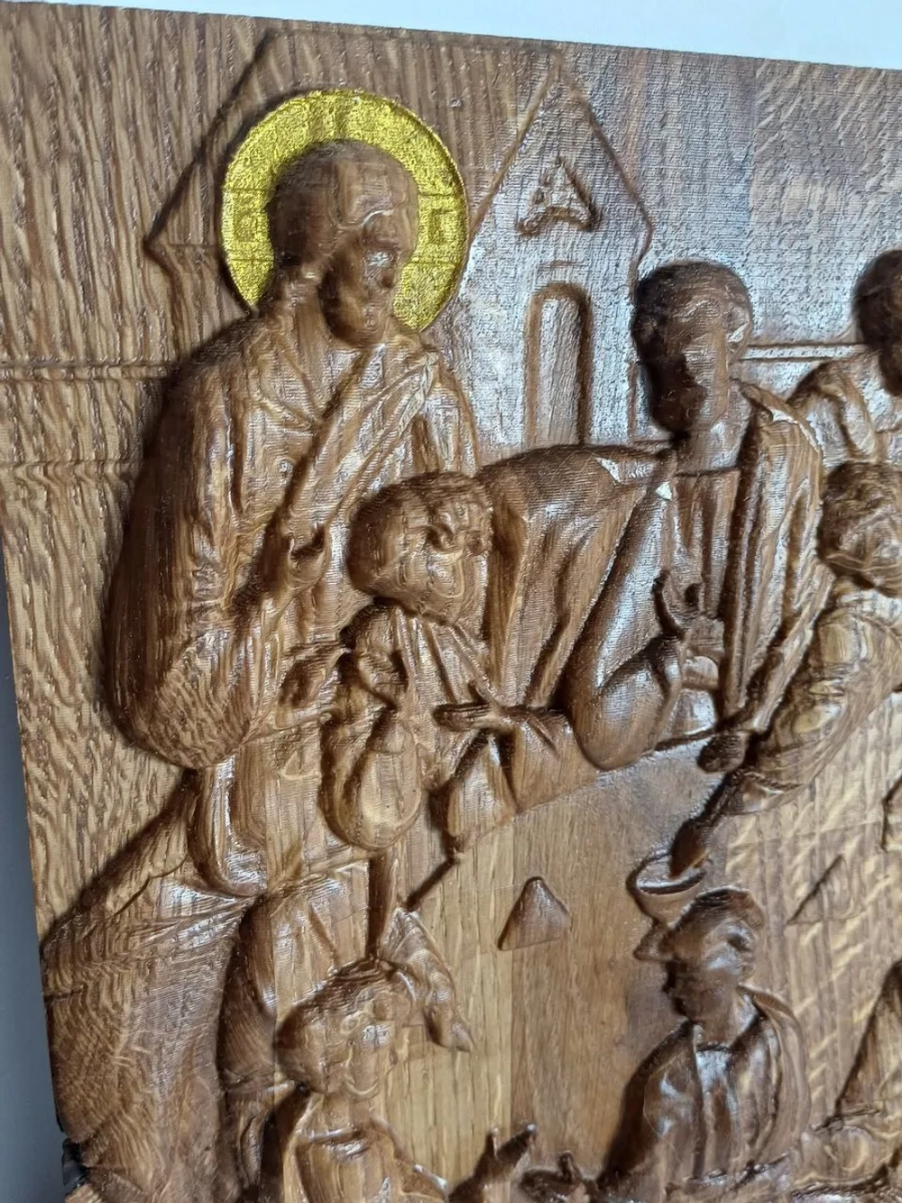 Освященная Икона «Тайная вечеря» резная из дуба 25*28,5 см