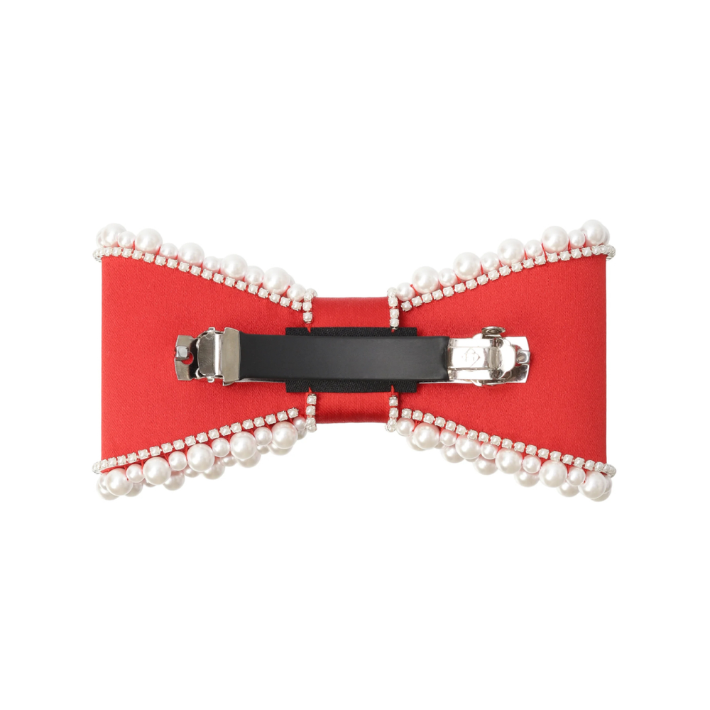 Бант-бабочка красный с жемчужным декором