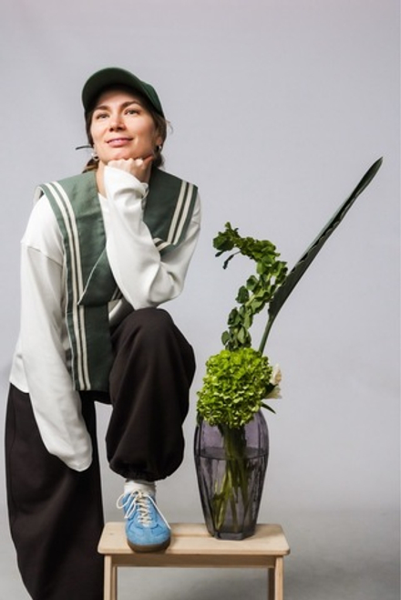 Воротничок-морячка из крапивы цвета хвои