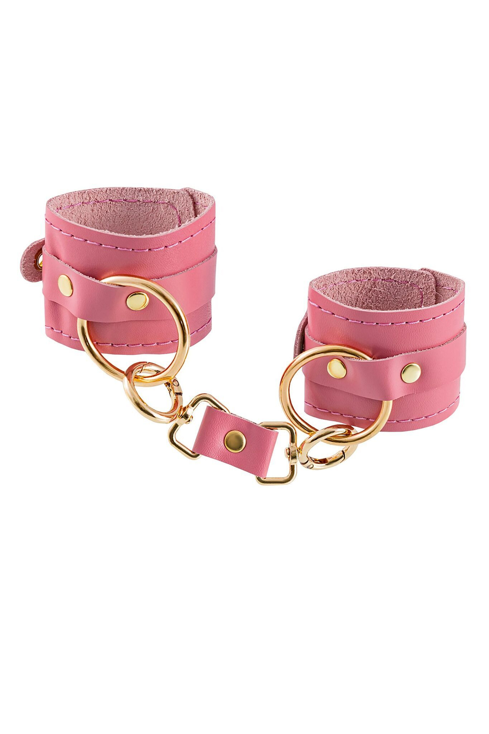 Розовые однослойные кожаные наручники (Цвет: розовый)