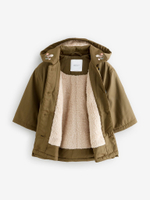 Куртка с флисовой подкладкой и капюшоном для девочки Next Q81-871, Хаки