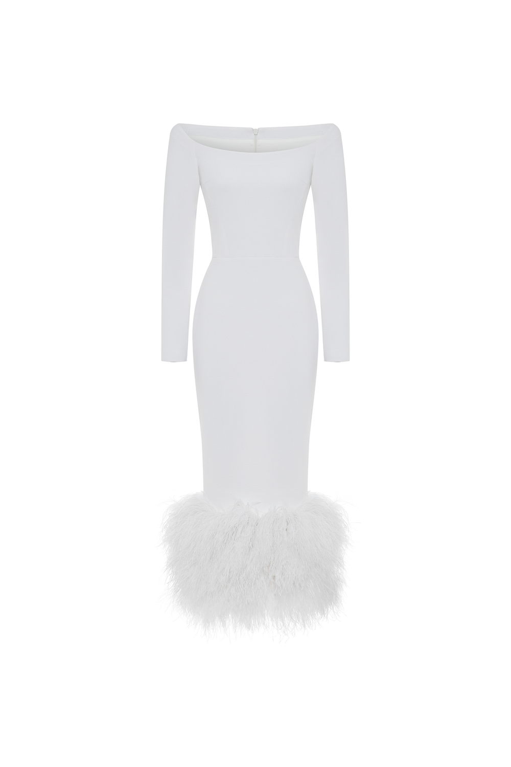 Платье миди удлиненное из крепа с бахромой