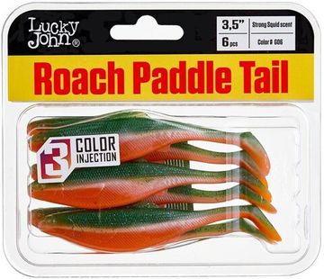 Виброхвосты съедобные LJ Pro Series ROACH PADDLE TAIL 3.5in (8,89 см), цв. G06, 6 шт.