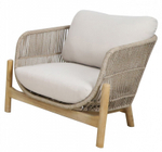 Кресло деревянное плетеное с подушками Tagliamento Talara, бежевый, лен