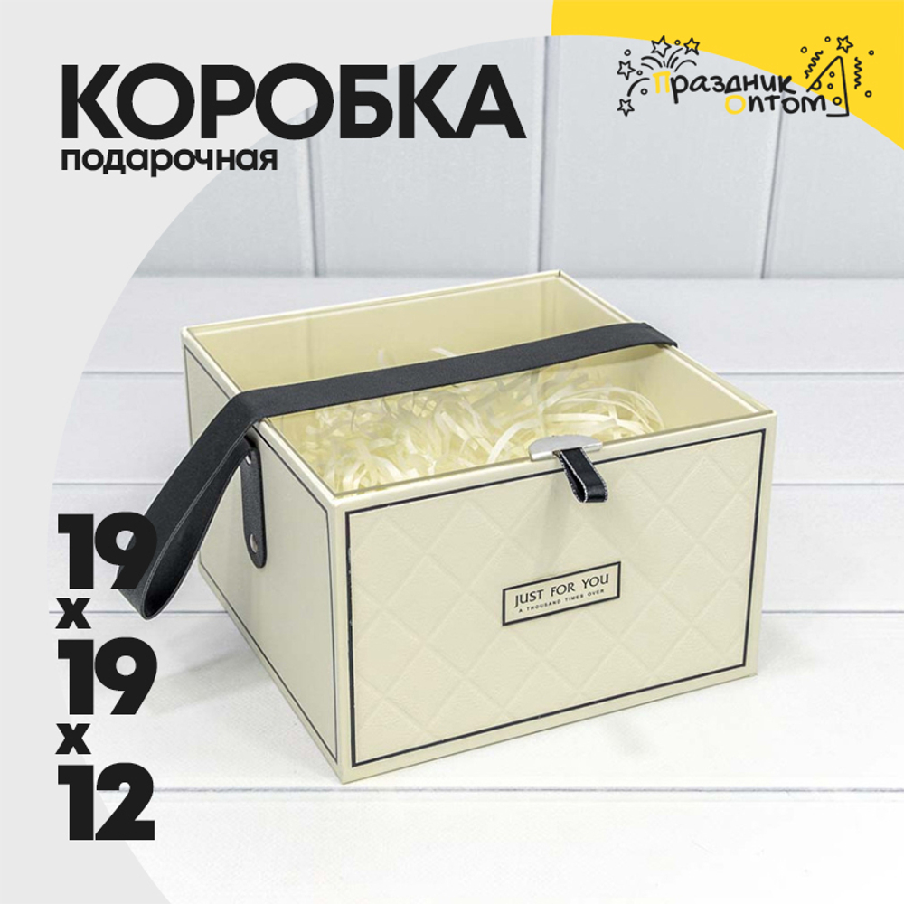 Коробка 19х19х12 см с прозрачной крышкой и ручкой (Бежевый)