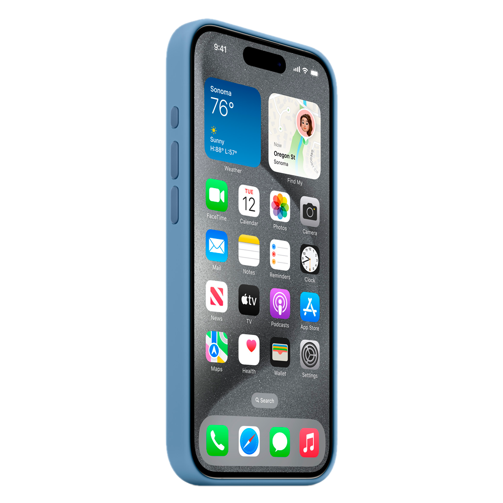 Силиконовый чехол с поддержкой MagSafe Apple Silicone Case для iPhone 15 Pro, Winter Blue (Зимняя синева)
