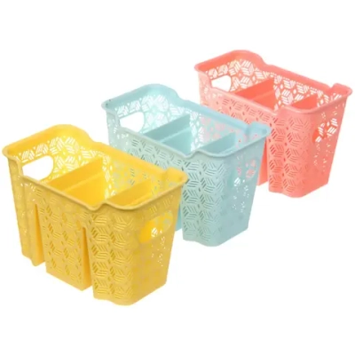 Подставка для столовых приборов пластиковая «Геометрия» 3отделения, 19*11*12,5см, микс цветов