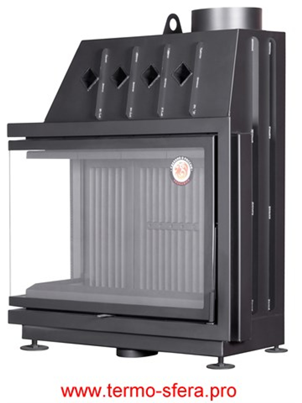 Каминная топка Экокамин Альфа 1000 LB два стекла левая черный шамот