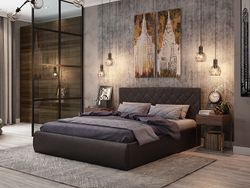 Кровать "Ника" с ортопедическим основанием (шоколад), экокожа, Мебельсон, г. Ижевск