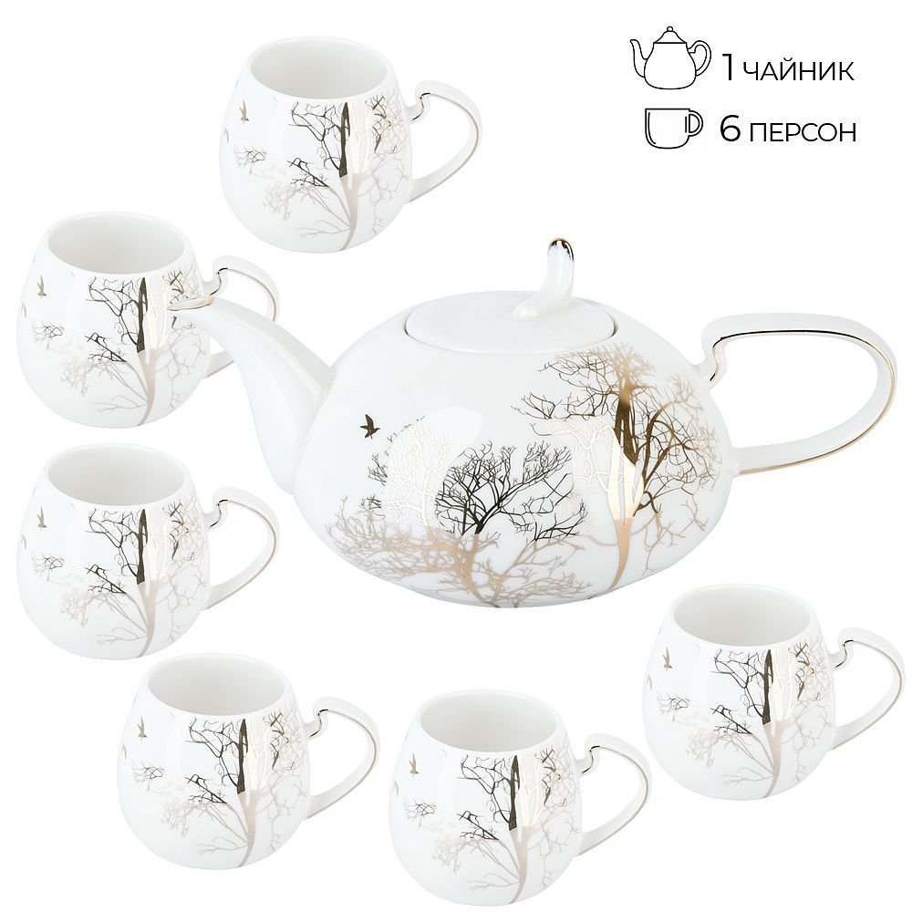 Чайный набор 7пр. " . Golden Forest" (6 персон) v=1150/280 мл (подарочная упаковка)