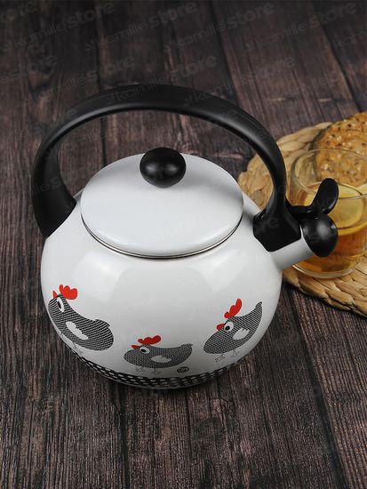 Чайник 2,2 л. эмалированный со свистком Kamille KM 1032 с черной бакелитовой ручкой
