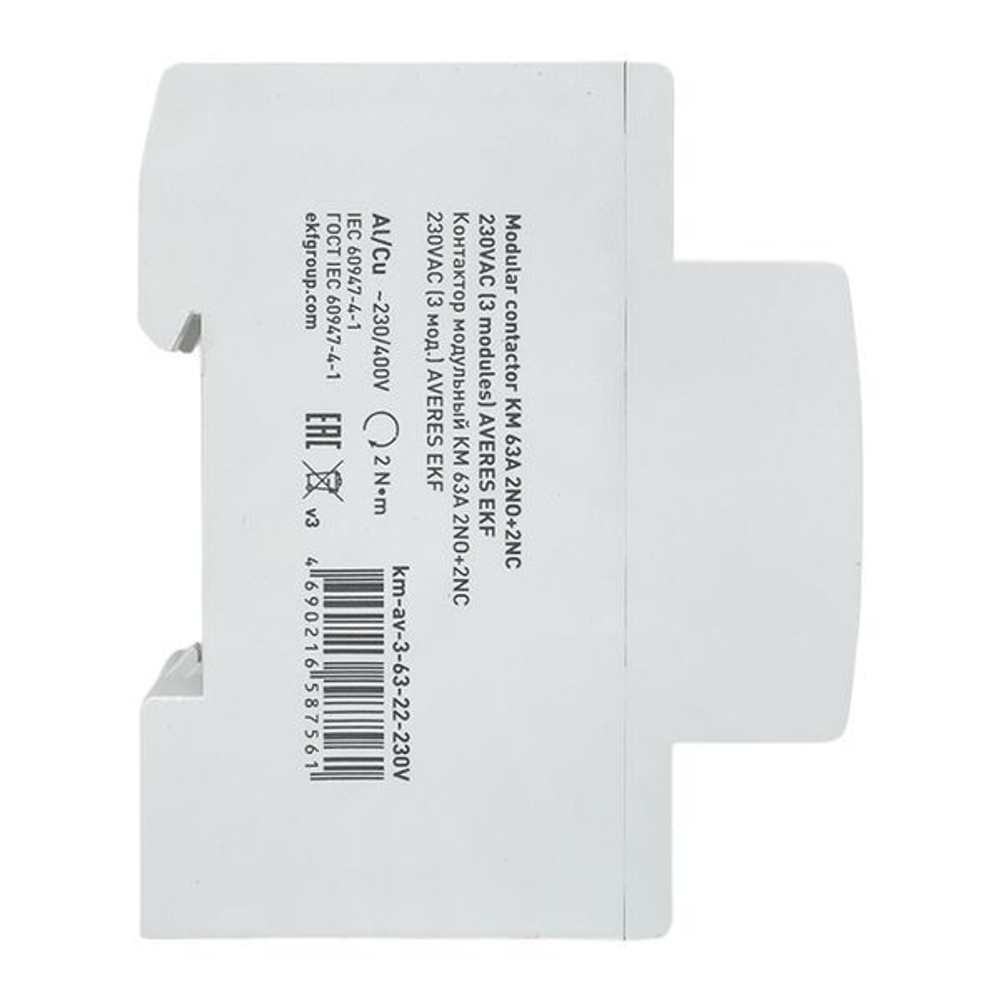 Контактор модульный EKF km-av-3-63-22-230V