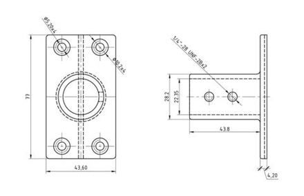 Основание стойки леера 7/8 (22,2 мм) 90 град, прямоугольное