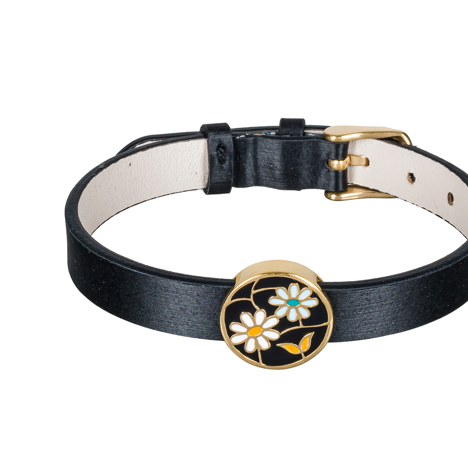 Браслет Fiore Luna на кожаном черном ремешке CB03790-3 G