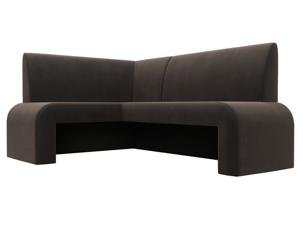 Диван кухонный угловой Кармен левый угол, Коричневый, Велюр, 126128L