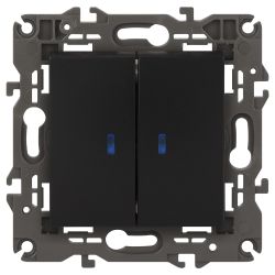 Выключатель ЭРА Elegance 14-1105-05 двойной с подсветкой 10АХ-250В IP20 антрацит | Эра Elegance
