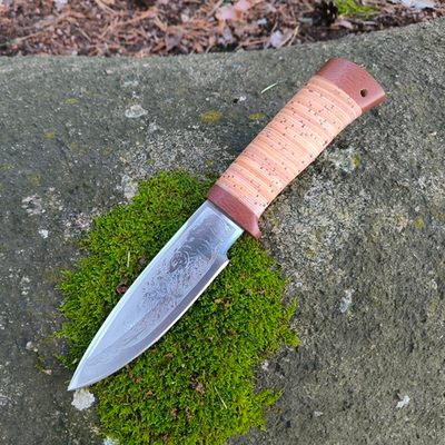 Нож кованый НС-25 гравировка, береста (Златоуст)