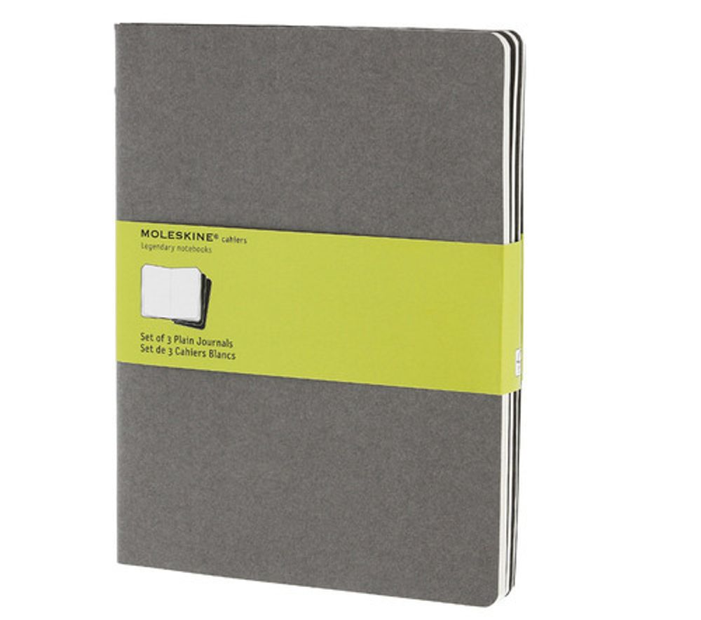 Блокнот Moleskine Cahier XLarge 190х250мм обложка картон 120стр нелинованный серый 3шт (CH323)