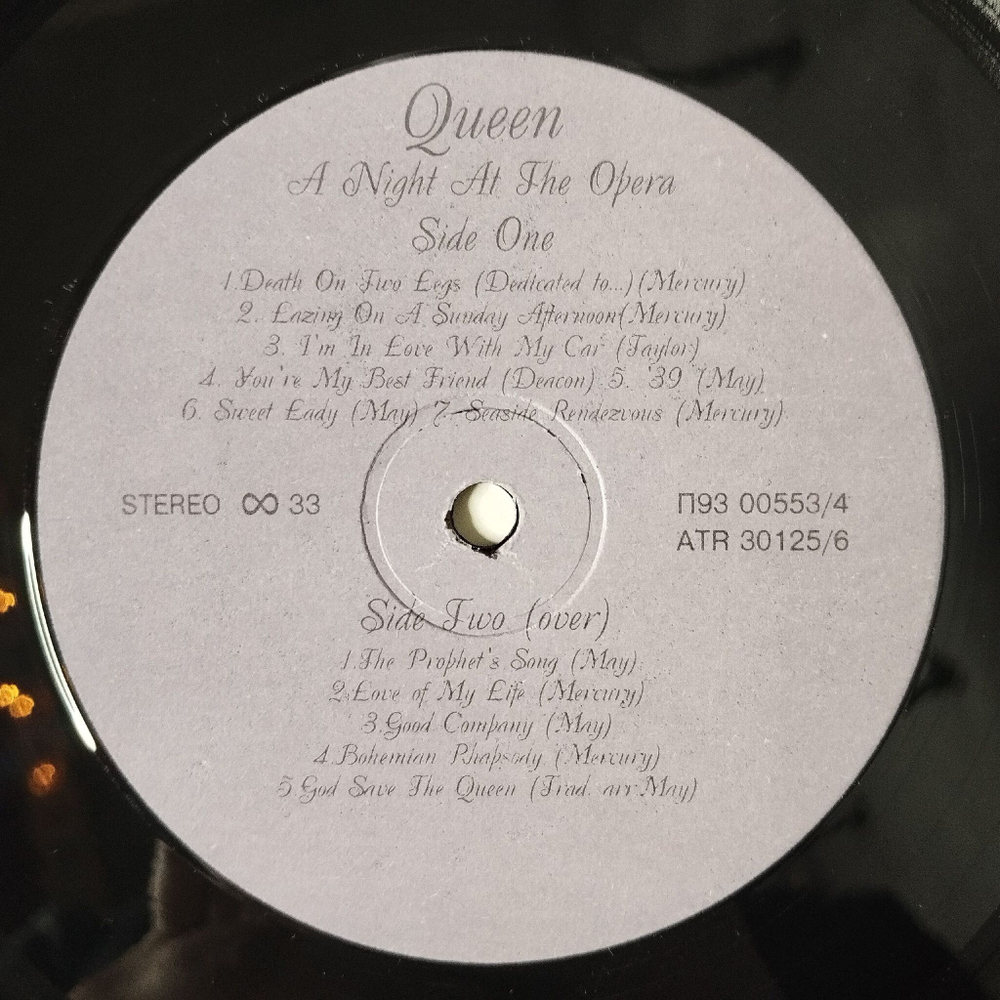 Винтажная виниловая пластинка LP Queen A Night At The Opera (Россия 1994) Bohemian Rhapsody