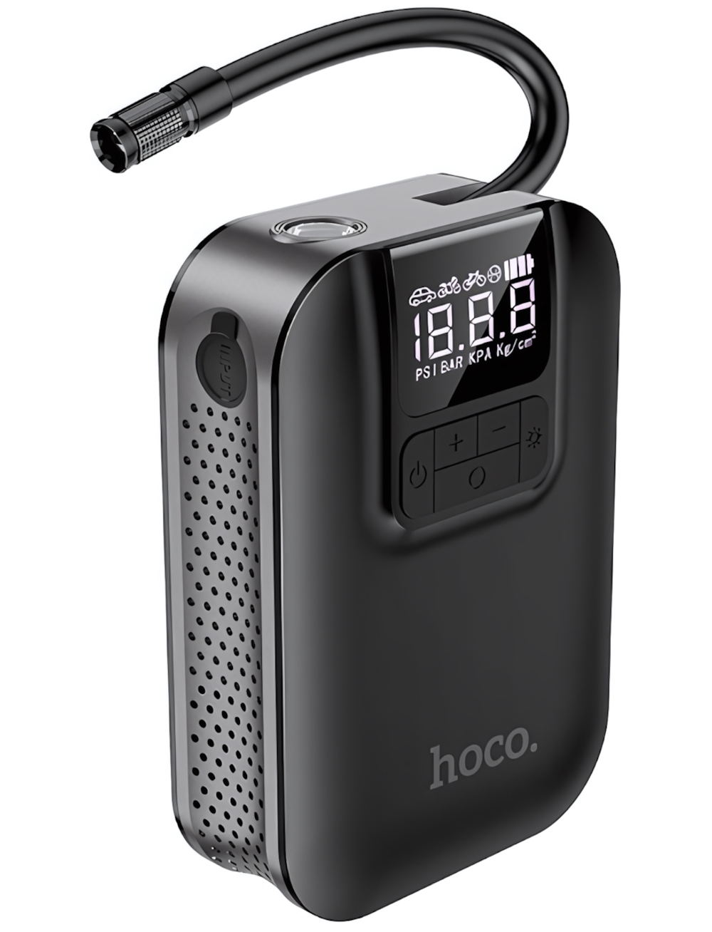 Автомобильный компрессор HOCO S53, 3.5 бар, 2500 мАч, 4 режима, Black