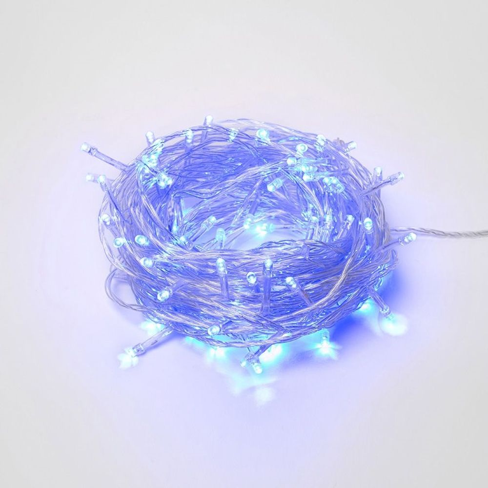 ULD-S1000-100-DTA BLUE IP20 Гирлянда светодиодная. 10м. 100 светодиодов. Синий свет. Провод прозрачный. ТМ Uniel