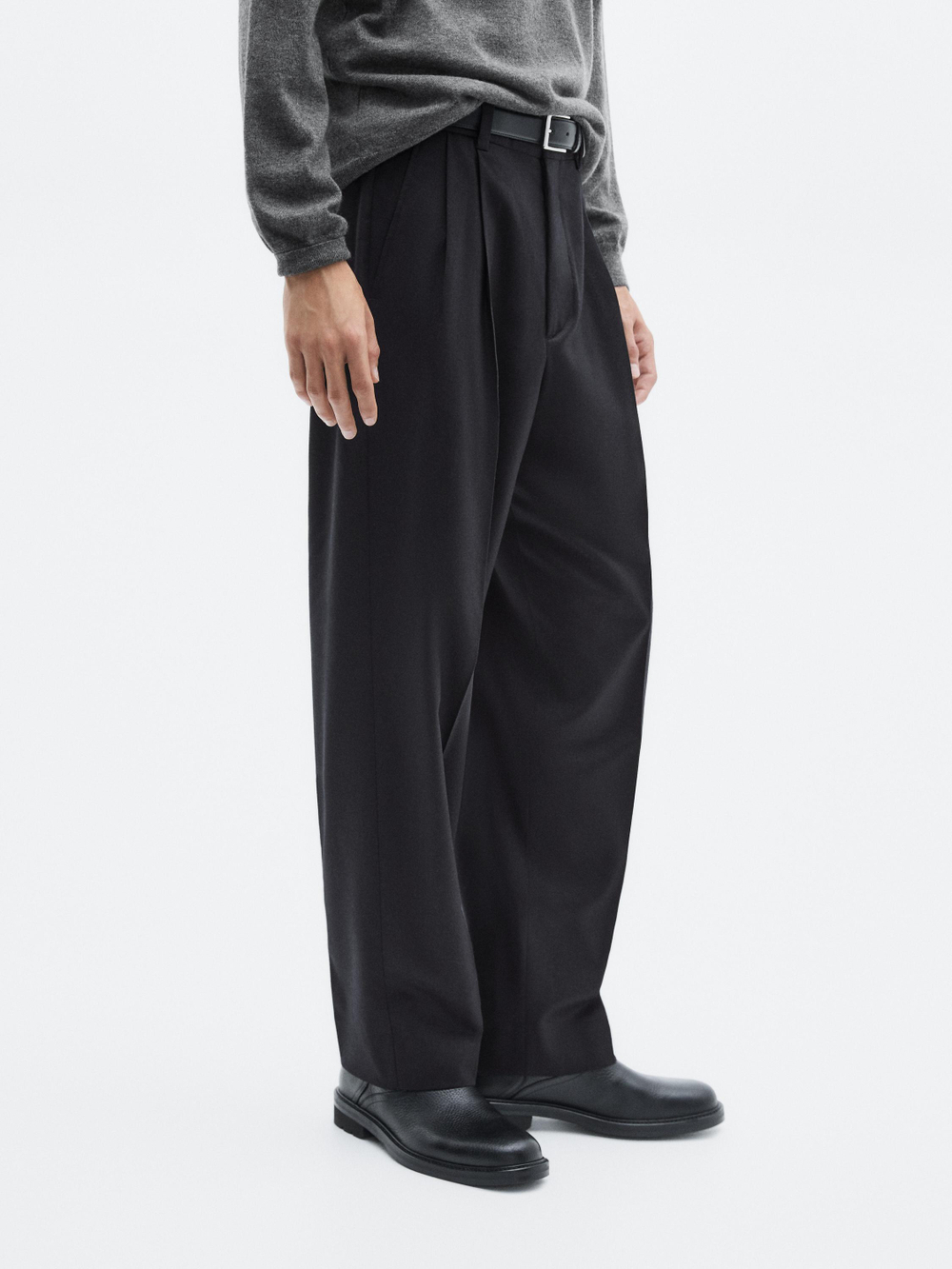 Massimo Dutti Фланелевые брюки с вытачками, темно-синий