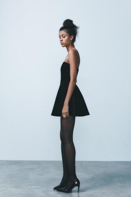 ZARA БАРХАТНОЕ ПЛАТЬЕ-КОМБИНЕЗОН, ЧЕРНЫЙ