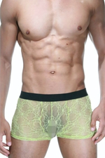 Черно-лаймовые трусы-боксеры из кружева (Размер: L-XL) (Цвет: черный с лаймовым)