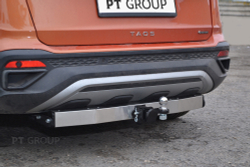 Фаркоп PT GROUP /съемный квадрат/ С нержавеющей Накладкой Volkswagen Taos 2021-(паспорт и сертификат в комплекте)(без электрики) арт.VTS-21-991124.00