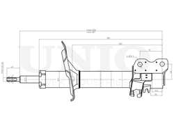 Амортизатор газовый передней подвески левый UNIO SAB-10128