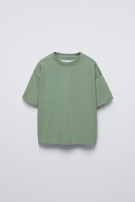 ZARA ОДНОТОННАЯ ФУТБОЛКА, СВЕТЛО-ЗЕЛЕНЫЙ