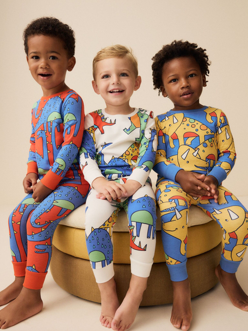 Пижама для мальчика Next 665-634, 3 шт., Синий, Молочный, Желтый