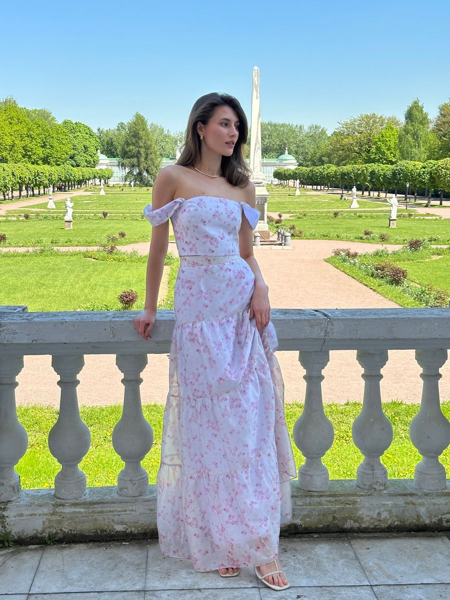 Юбка из тенселя макси с розами