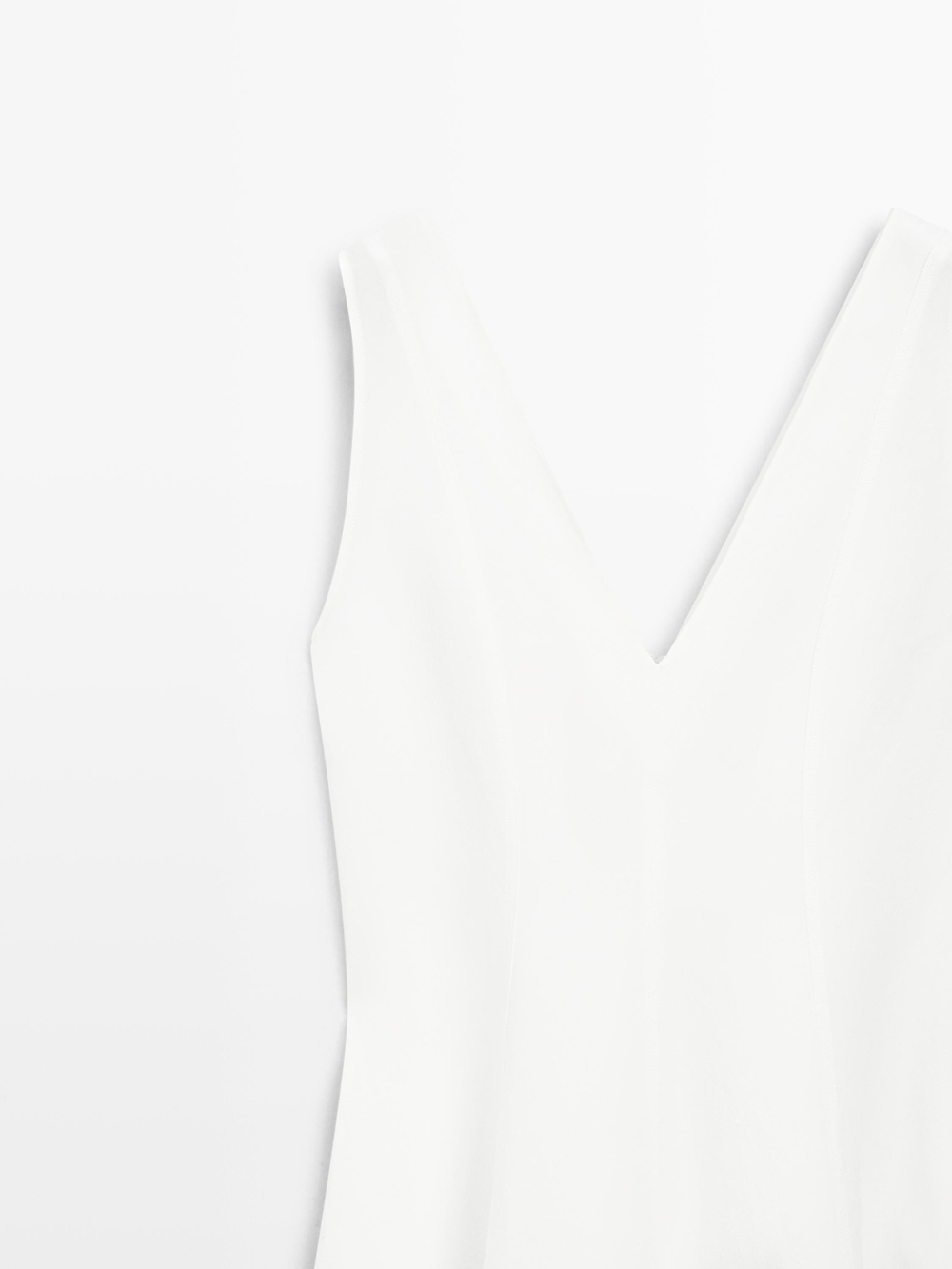 Massimo Dutti Струящееся льняное платье миди, белый