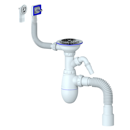 Сифон 3 1/2*40 B427P c носиком, круг и прямоуг перелив, с г/т 40*40*50 UNICORN(винт,шток,руч-пласт)