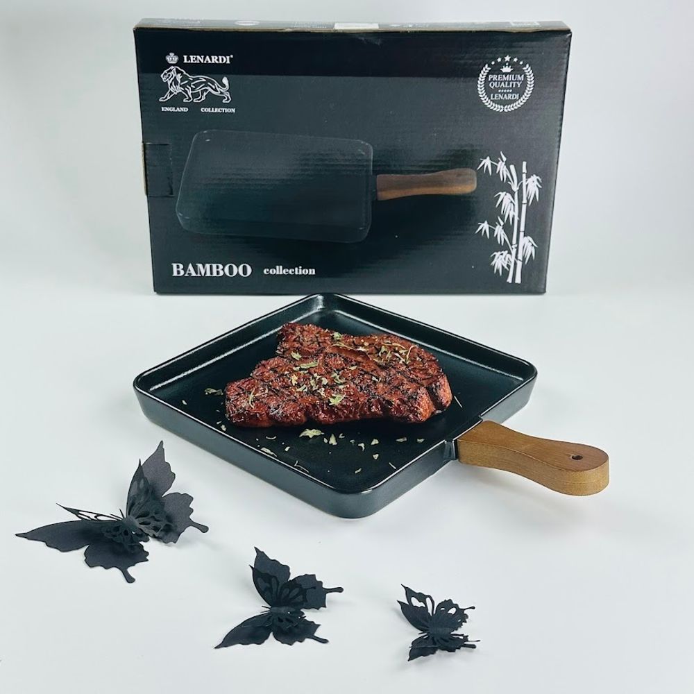 Lenardi 235-039 Квадратное блюдо 30,5см с ручкой BLACKWOOD в под.уп.(х18)Фарфор