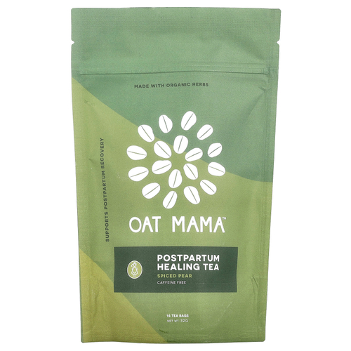Oat Mama, Послеродовой лечебный чай, груша со специями, без кофеина, 14 чайных пакетиков, 32 г