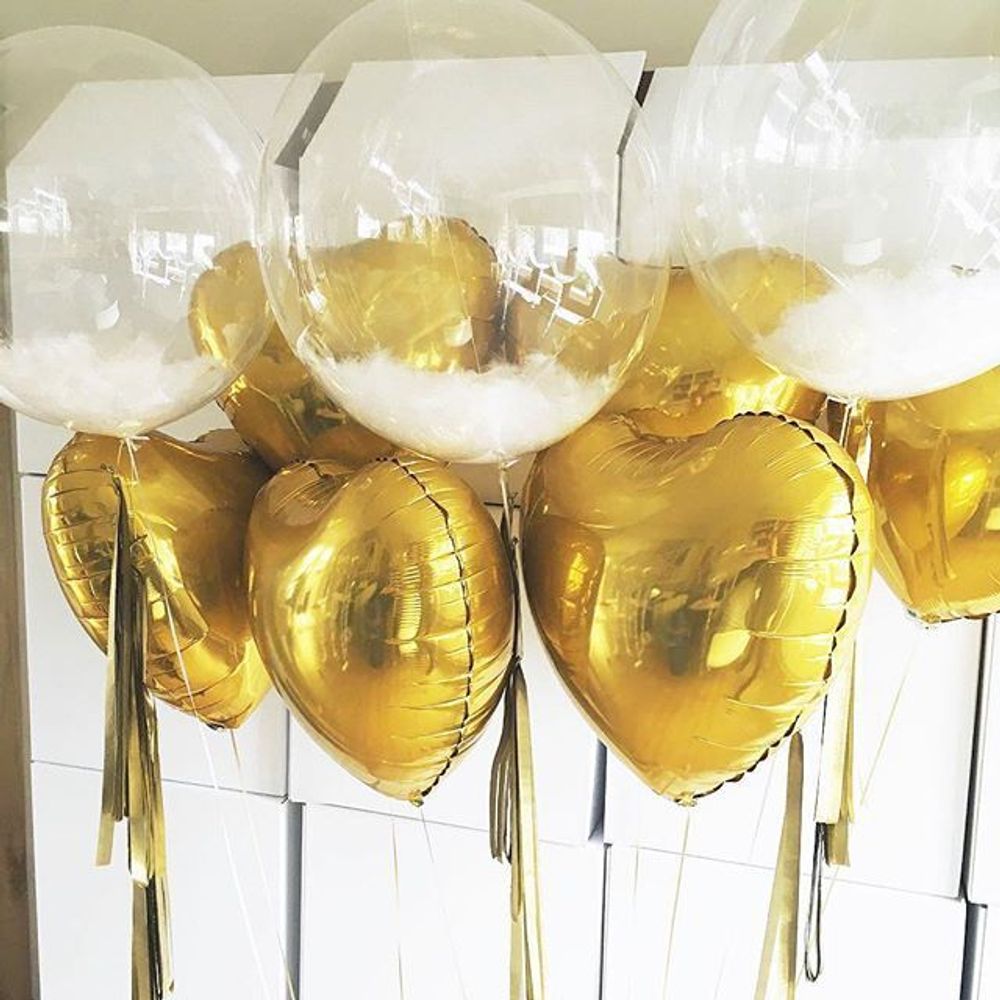 Шар (18"/46 см) Сердце, золото 1 шт.