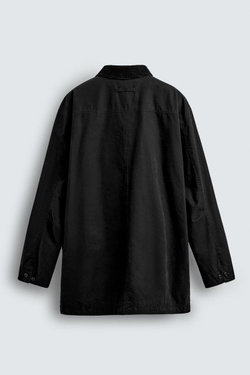 ZARA ДЖИНСОВЫЙ ТРЕНЧ С КОМБИНИРОВАННЫМ ВОРОТНИКОМ, ЧЕРНЫЙ