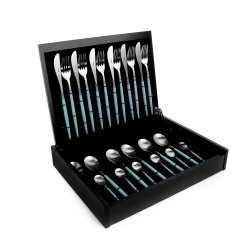 Набор столовых приборов на 6 персон 24 предмета Cutipol Mio matte turquiose в подарочной упаковке