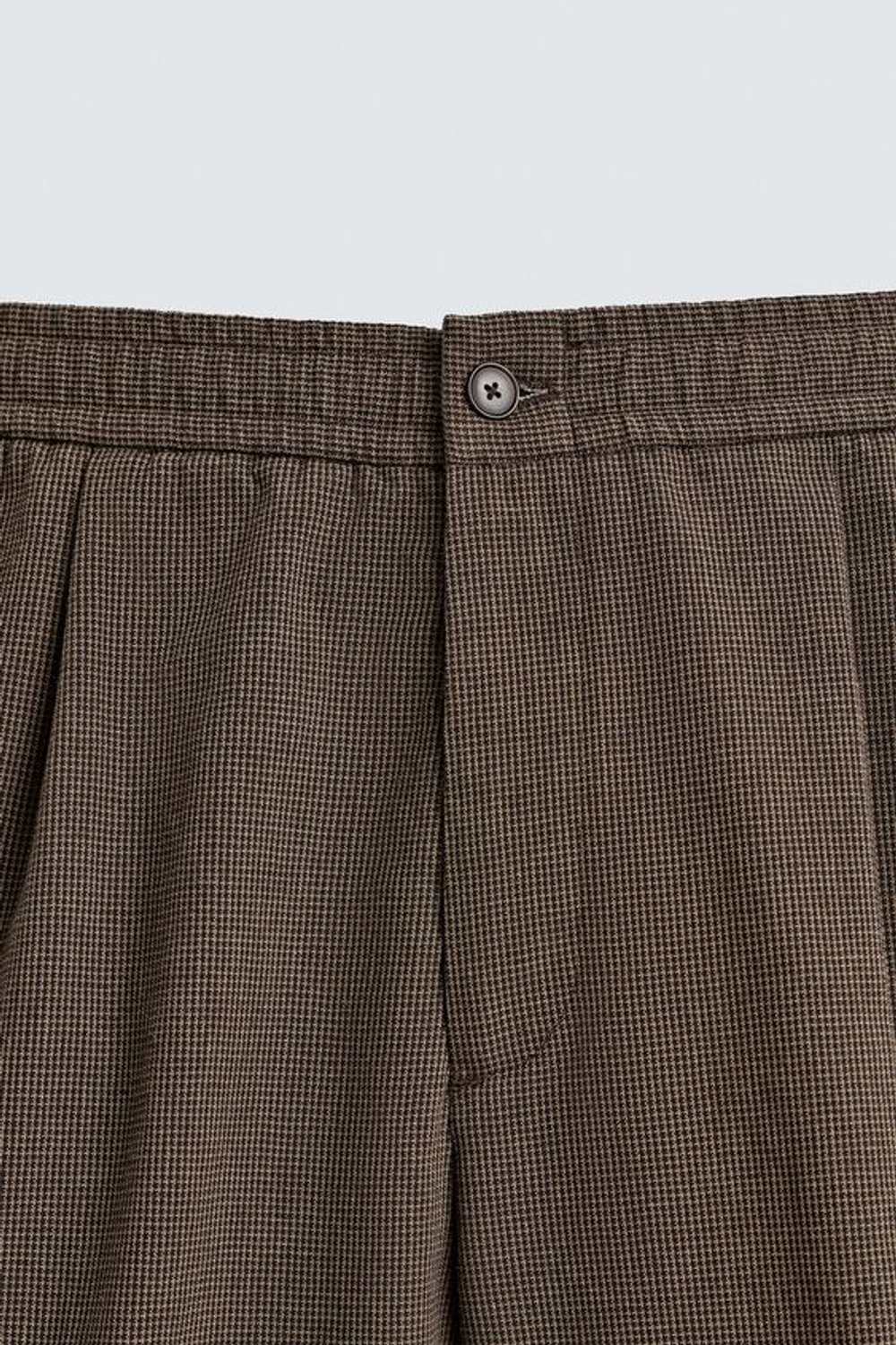 ZARA КОСТЮМНЫЕ БРЮКИ RELAXED FIT С УЗОРОМ «ГУСИНАЯ ЛАПКА», КОРИЧНЕВЫЙ